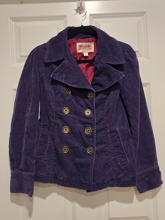 Mossimo Supply Co. Jackets & Blazers - Mossimo Supply Co. Purple Double-Breasted Corduroy Peacoat